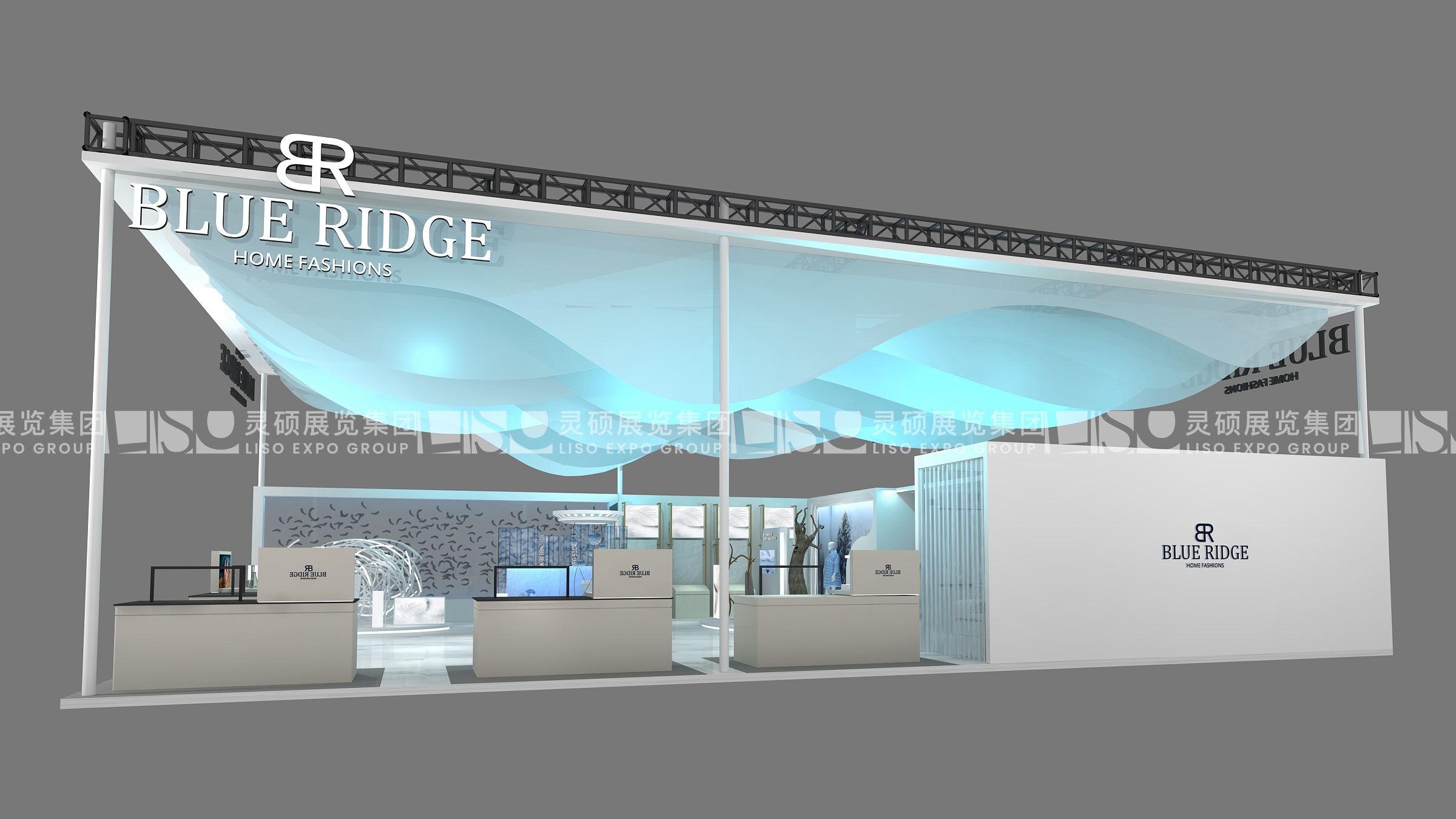 藍嶺家紡-上海展會展臺設計搭建案例